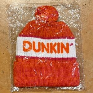Dunkin' Orange and White Pom-Pom Beanie Limited Edition 2024
